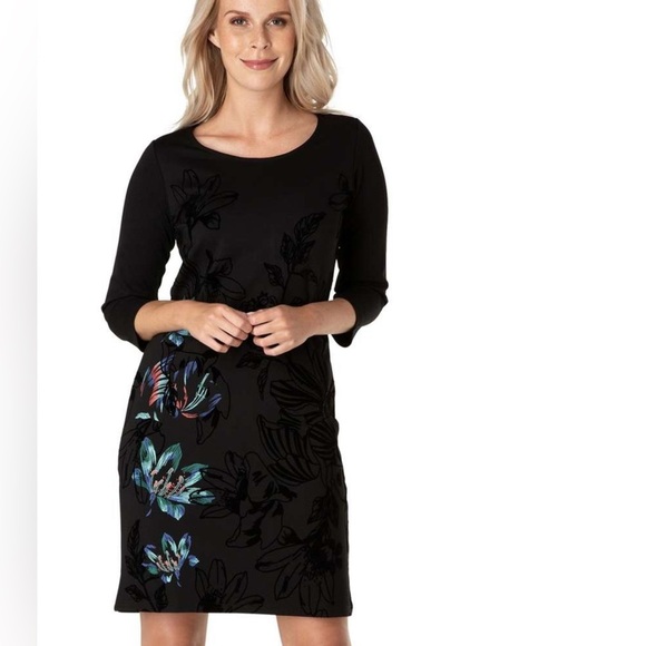 🌹𝗬𝗘𝗦𝗧 𝗕𝗟𝗔𝗖𝗞 𝗦𝗧𝗥𝗘𝗧𝗖𝗛 𝗙𝗟𝗢𝗥𝗔𝗟 𝗚𝗥𝗔𝗣𝗛𝗜𝗖 𝗗𝗘𝗦𝗜𝗚𝗡 𝗠𝗜𝗗𝗜 𝗗𝗥𝗘𝗦𝗦 - Picture 3 of 12